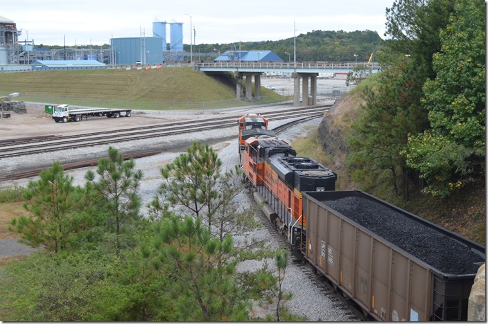 BNSF 5655-8566 arriving Miller Plant. View 2.